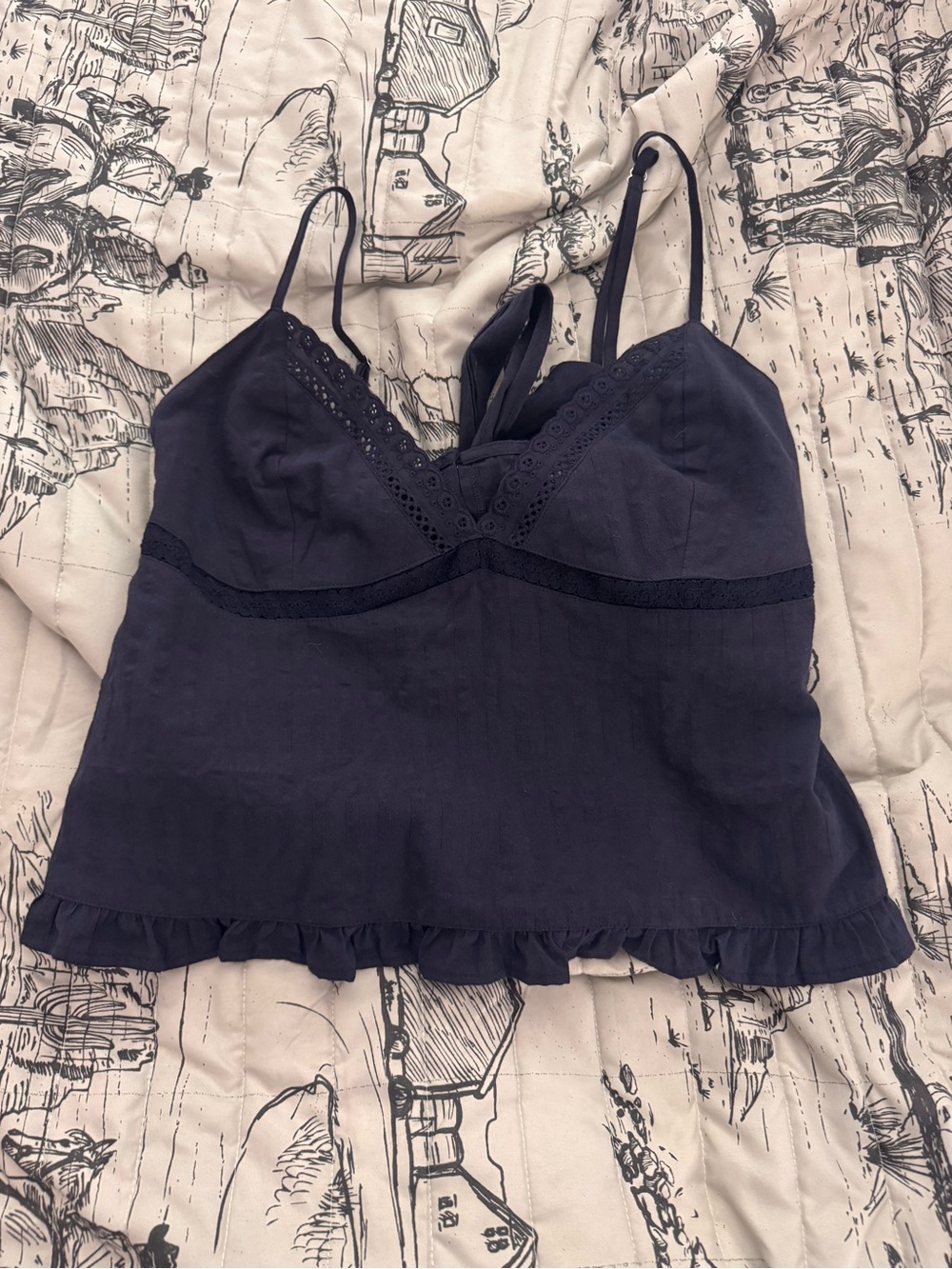 PacSun Navy Eyelet Lace Cami Tank